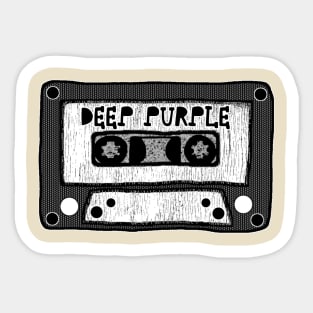 deep purple cassette black and white Sticker
